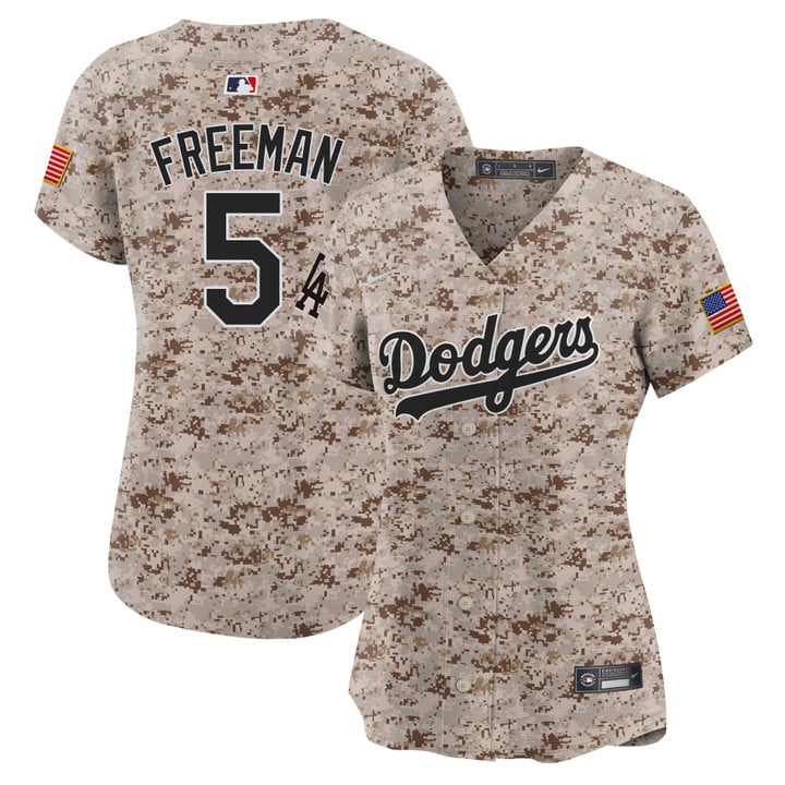 Women Los Angeles Dodgers #5 Freeman Camo Stitched 2025 Jersey style 2
